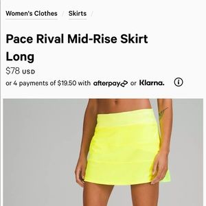 Lululemon: Pace Rival Mid-Rise Skirt  Long